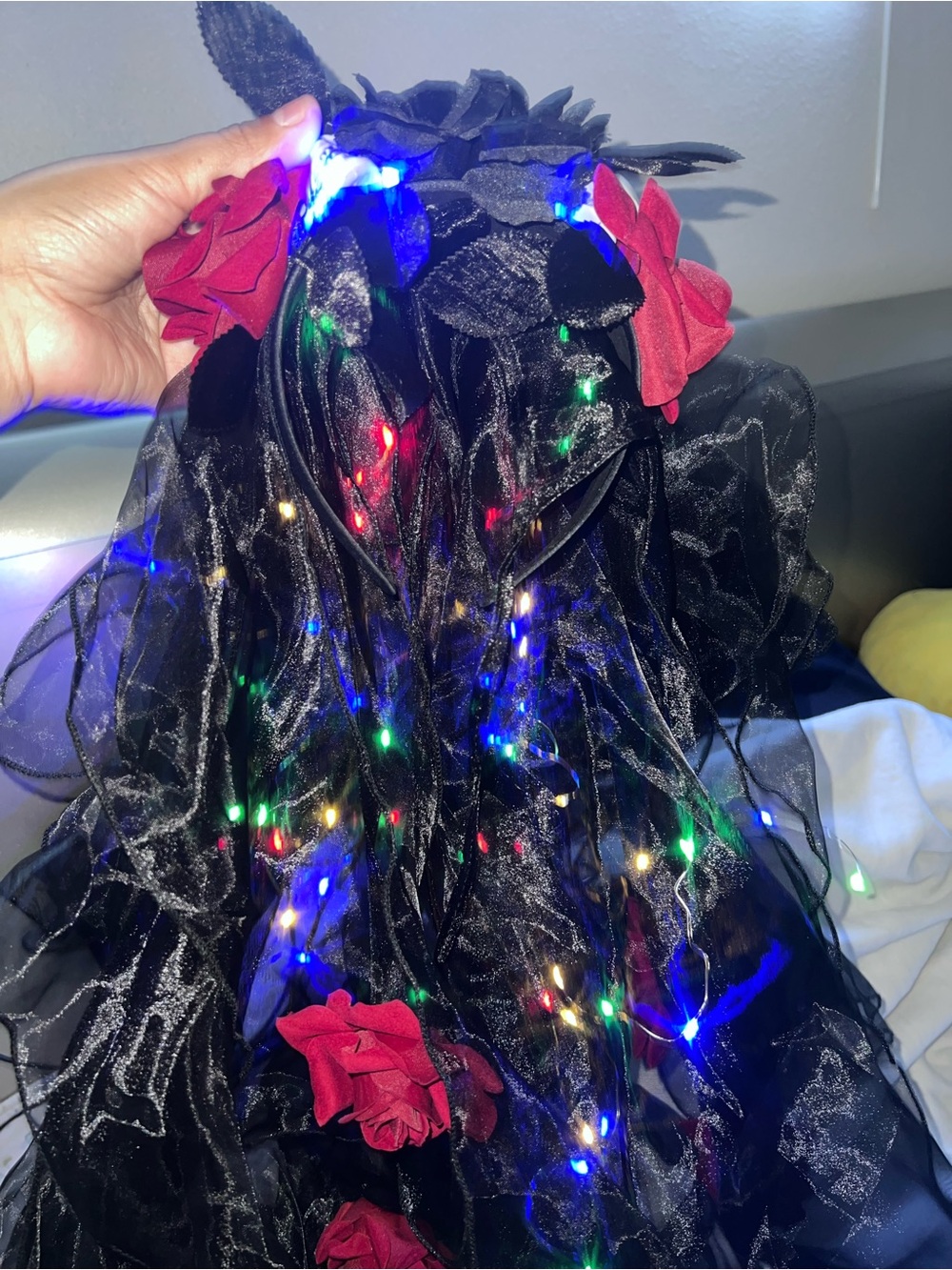 Black Veil Headpiece with sculls / DAY OF THE DEATH !
